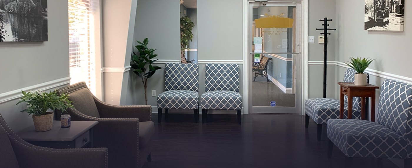Calming reception area in Metairie dental office