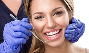 Woman smiling during dental visit