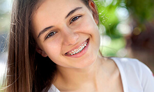 Young woman wearing braces