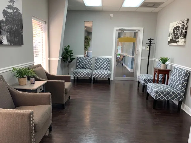 Relaxing waiting room in dental office