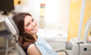 Woman smiling in dental chair