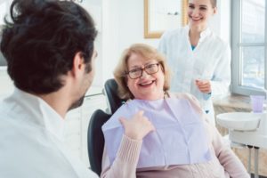 person in dentist chair