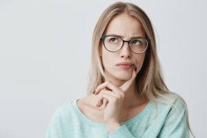 woman with puzzled expression 