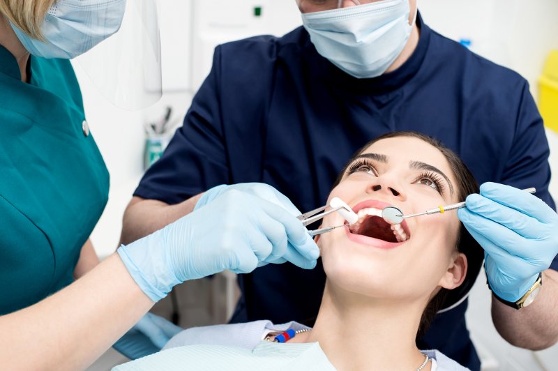 A young woman getting a dental checkup early